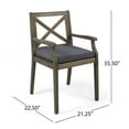 thumbnail image 5 of GDF Studio Lemyra Outdoor Acacia Wood 5 Piece Dining Set with Cushions, Gray and Dark Gray, 5 of 11