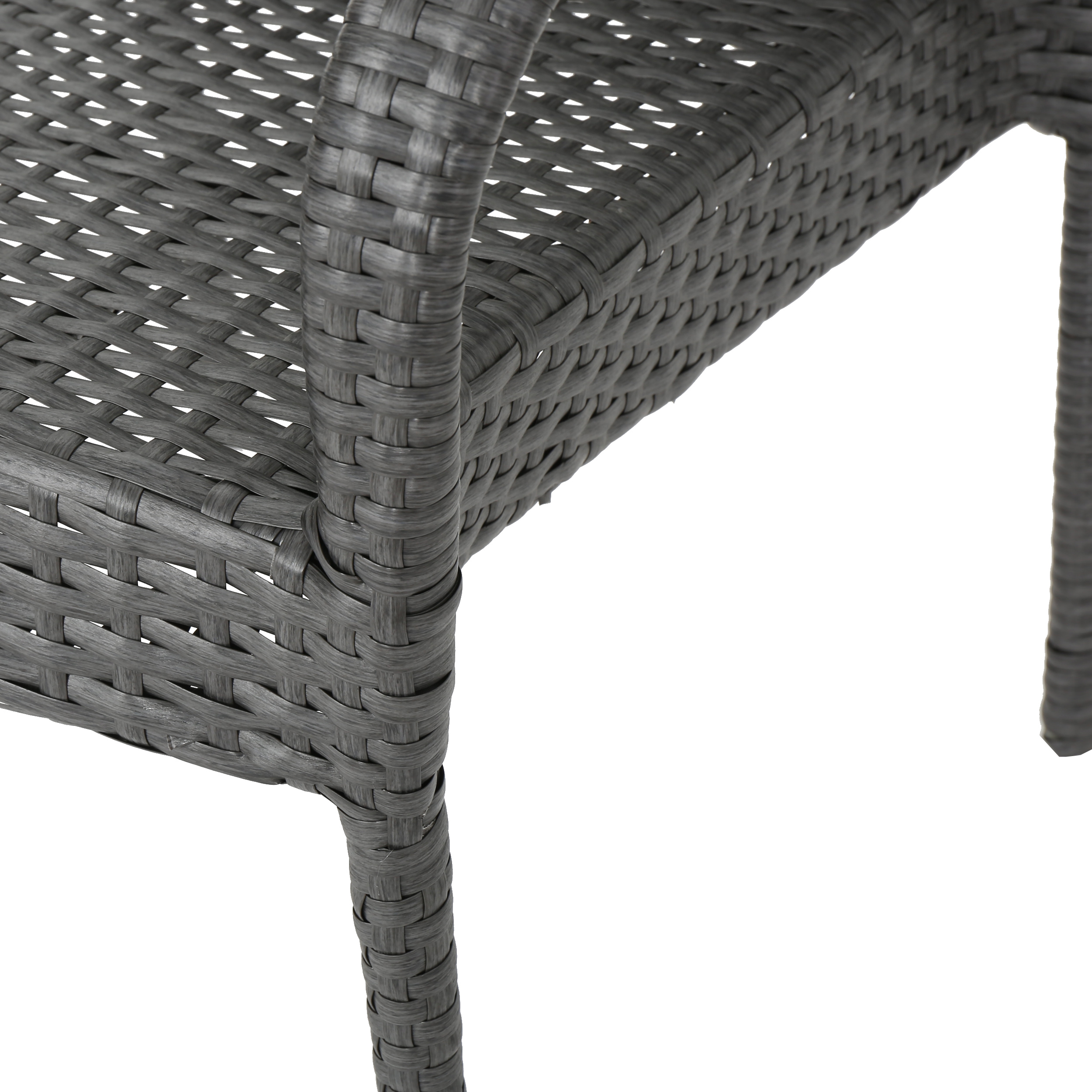Ashburn Outdoor 3 Piece Wicker Stacking Chair Chat Set, Grey