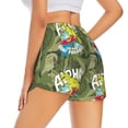 thumbnail image 4 of Picia Surfing Dinosaur Pattern Women's 2 in 1 Athletic Running Shorts High Waisted Workout Casual Gym Sweat Shorts with Comfy Liner Zipper Pockets-Large, 4 of 9