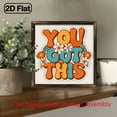 thumbnail image 5 of You Got This 8x8 Inch Inspirational Wood Sign Vibrant Orange Teal Motivational Wall Art with Floral and Peace Symbols, Perfect Home Decor Gift for Family and Friends, Relaxing Home Atmosphere, 5 of 9
