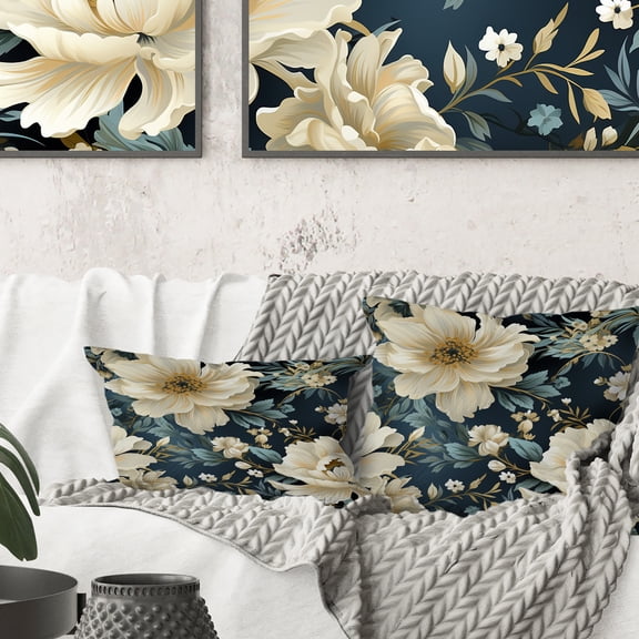 Designart "Victorian Motifs with a Contemporary Twist V" Floral Printed Throw Pillow