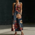 thumbnail image 7 of Summer Maxi Dresses for Womens Linen V Neck Sleeveless Beach Sundress Button Casual Loose Long Tank Dress with Pockets, 7 of 7
