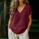 thumbnail image 1 of TaTaai Linen Loose Women's Casual Fashion Short Sleeve Top, Breathable Soft Solid Color, for Spring Daily Leisure Outfits Gift, 1 of 6