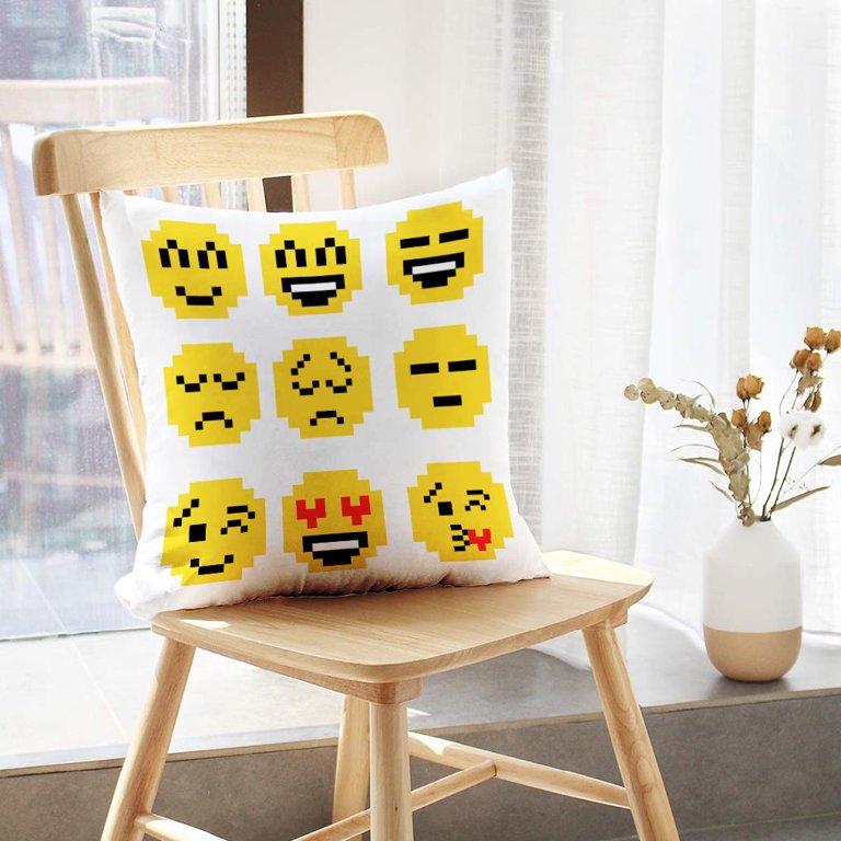 LALILO Throw Pillow Covers Smiles Retro Pop Art And Emoji Smiley