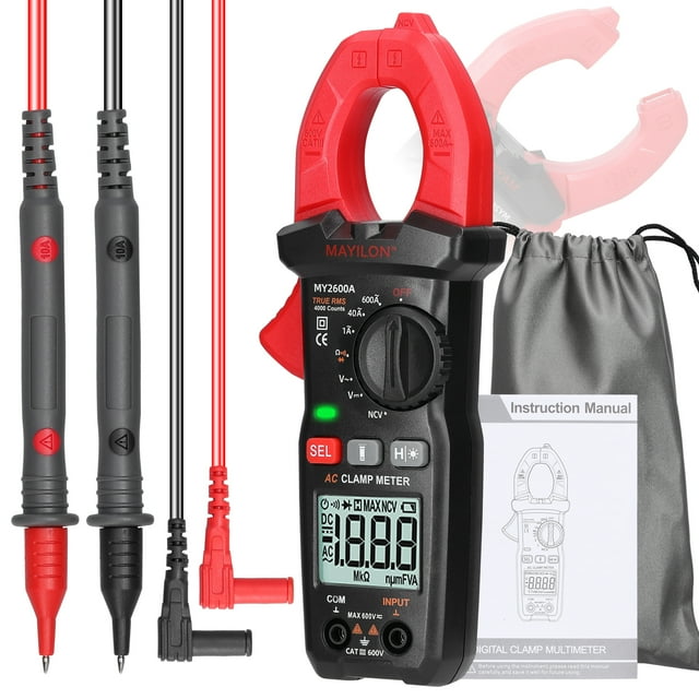 Amdohai Digital Clamp Meter Multifunction 600V Voltmeter Tester Amp Volt Meter NCV Test Current Resistance Diodes Continuity Measurement Device