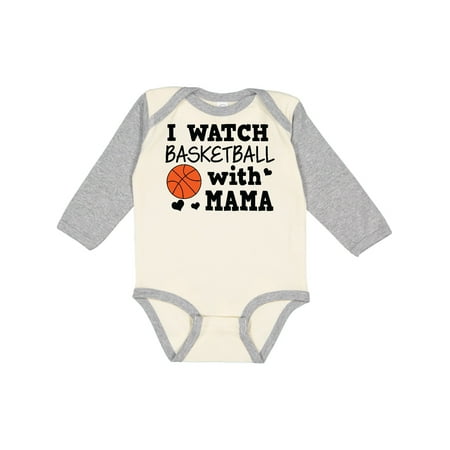 

Inktastic I Watch Basketball with Mama Gift Baby Boy Long Sleeve Bodysuit