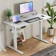 thumbnail image 5 of SOPTY Electric Adjustable Height Standing Desk Sit to Stand Up Desk with Splice Board, Rising Home Office Computer Table with 2 Hook and Wire Hole for Work, 5 of 21