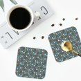 thumbnail image 4 of Lsque Skull cute organ Pattern 4" Drink Coasters Set of 4, PVC Leather Absorbent Coasters, Table Coaster Set Decorative Coffee Cup Coasters Housewarming Gift -Square, 4 of 6