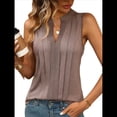 thumbnail image 2 of Camisas Sin Mangas para Mujer, Moda 2025, Camisetas Básicas Sin Mangas, Blusas Plisadas y Elegantes, Conjuntos de Verano. Camello L, 2 of 7