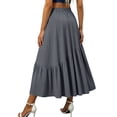 thumbnail image 6 of Purcolt Women High Waisted Knee-Length Skirt Solid Color Casual Skirts A-Line Elastic Waist Skirt, 6 of 7