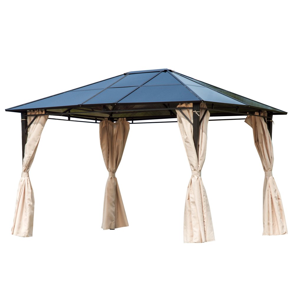 Outsunny 10' x 12' Outdoor Steel Hardtop Patio Canopy Gazebo Party Tent
