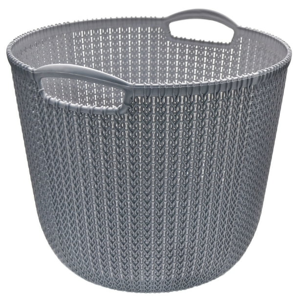 Cesto Para Ropa Organizador Tipo Tejido Plástico Gris