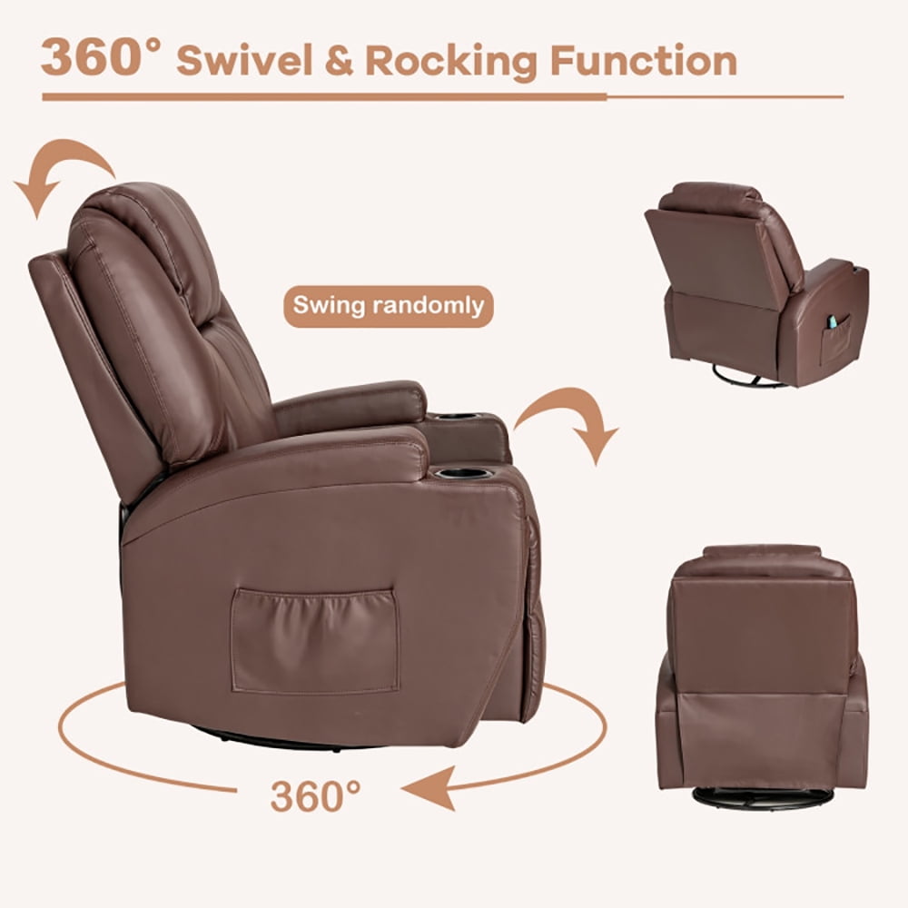 Finihen 360 Degree Swivel Chair, 360-Degree Swivel Massage Recliner Chair with Remote Control, for Living Room, Bedroom, Brown Finihen 360 Degree Swivel Chair, 360-Degree Swivel Massage Recliner Chair with Remote Control, for Living Room, Bedroom, Brown