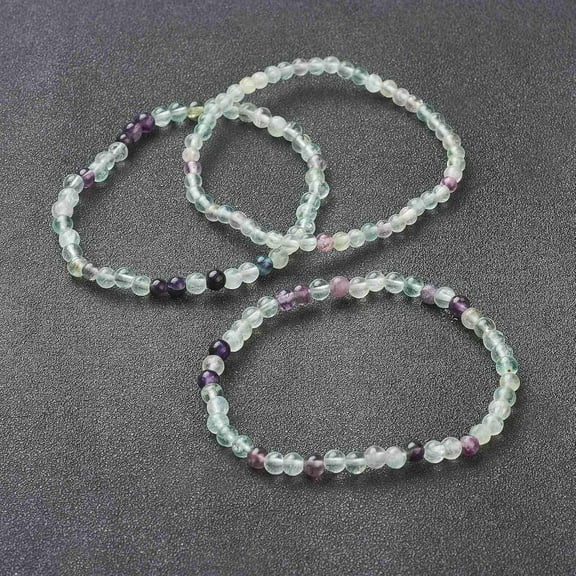 Natural Fluorite Beaded Stretch Bracelets Round Beads: 4~5mm Inner Diameter: 2-1/4 inch(5.65cm)