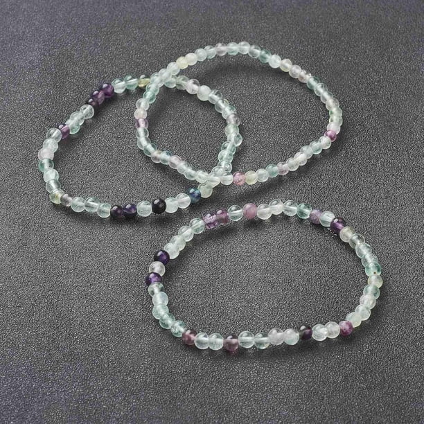 1 pulsera curativa con cuentas de fluorita natural, elástica, de 4 mm, para mujeres y hombres, joyería, regalo de cumpleaños.