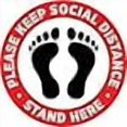 thumbnail image 2 of Pro-Graphx Social Distancing Floor Decal Sticker - Stop 6 Feet Apart Stand Please Wait Here Sign Safety Distance for Grocery Stores, Dr. Offices, Hospitals - 20 Inch Round - 10 Pack, 2 of 4