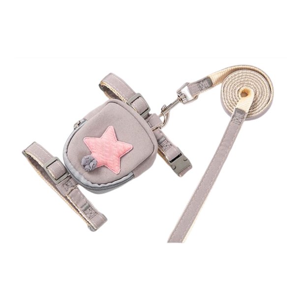 Methold Correa ajustable para caminar para mascotas con bolsa, chaleco portátil para el pecho, arnés, correa, de almacenamiento, Kit de cuerda Suministros para perros Gris M Methold PT004103-08B