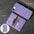 thumbnail image 4 of for iPhone 16e Wallet Case, 2-in-1 Detachable Back Magnetic Cover & PU Leather Wallet Phone Case, with Folio 4 Card Holders, Support Mag-Safe Charging Case for iPhone 16e, Purple, 4 of 6