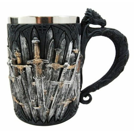 Medieval Beer Steins Ebros Gift Medieval Renaissance Dragon Iron Throne Of Swords Coffee Mug Drinking Beer Stein Tankard Cup Fantasy Dungeons And Dragons Drogon Elixir Of Life Valyrian Steel Blades ()