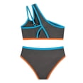 thumbnail image 6 of OSOLU Girls Swimsuit Two Piece One Shoulder Bikini Bathing Suit Set Color Block Padded Swimwear For Kids Teens 7-16Y Soft Beachwear, 6 of 6