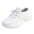 thumbnail image 2 of HTHLVMD Women's Knit Lace-Up Platform Sneakers, Breathable Mesh Chunky Dad Shoes, Women's Mesh Orthopedic Running Walking Sneakers Lightweight Breathable Lace Up Tennis Sneakers, White 8, 2 of 4