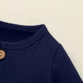 thumbnail image 6 of LIIPEE Boys Girls Onesie Cotton Linen Solid Color Long Sleeve Round Neck Button Jumpsuit With Pockets Breathable Vacation One-Pieces,Blue,9-12 Months, 6 of 9