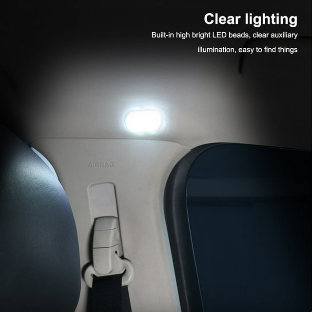 Becaristey Voiture Touch Light Rechargeable LED Auto Plafond Lecture Lampes Automobile Intérieur Collant Inspection Éclairage Pied 2PCS Lumière Bleue 1Set