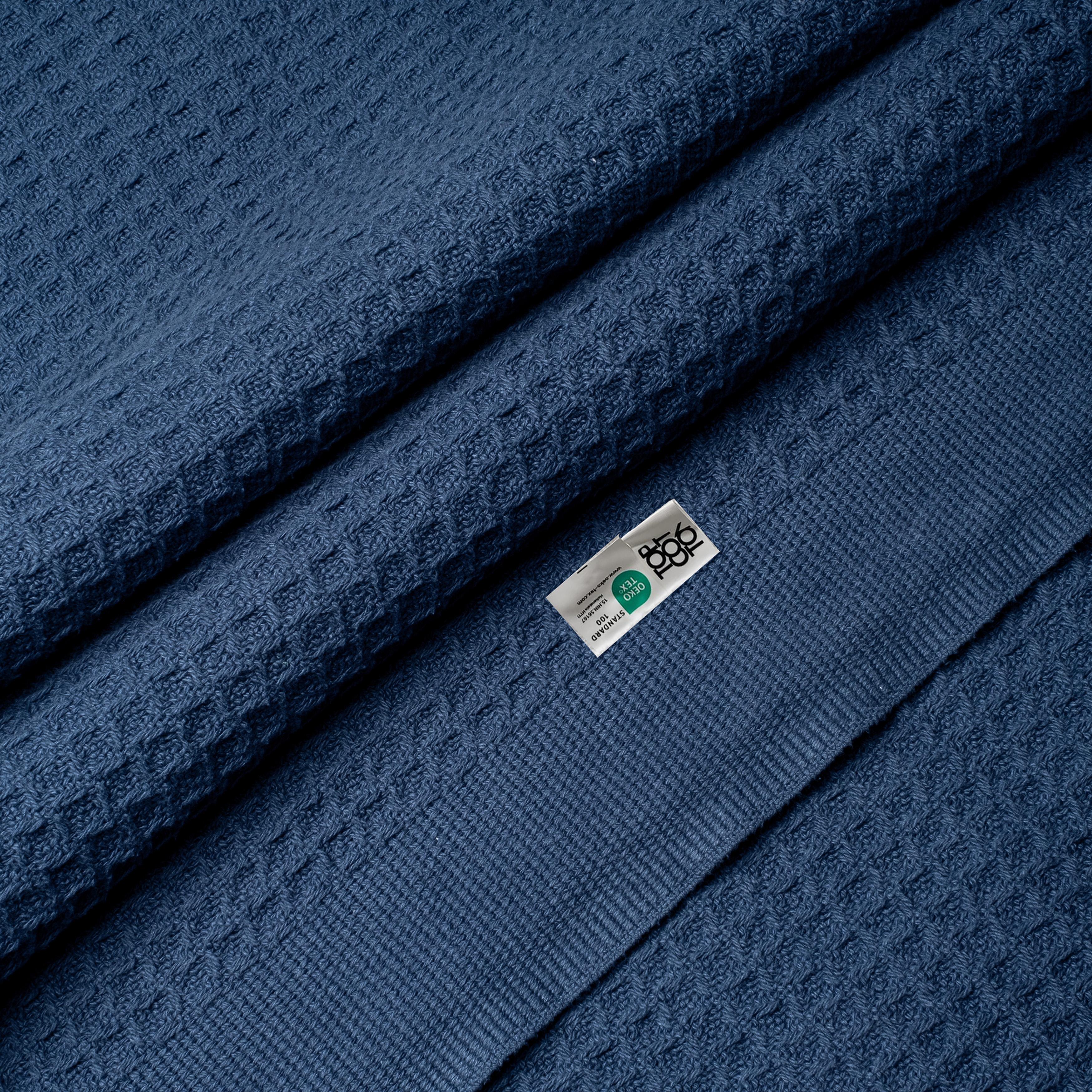 Top Cotton Twin Waffle Throw Blanket for Couch (68" x 92"), 100% Cotton Throw Blankets for Bed, Waffle Blanket for Bed (Navy)
