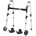 thumbnail image 1 of Andador Loyoda para personas mayores, ligero, compacto, plegable, con 2 esquís y 5 ruedas, altura ajustable, soporta hasta 169 kg, apto para FSA/HSA, color negro (andador con esquís), 1 of 5