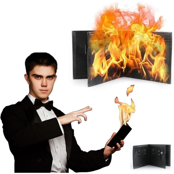 CLIQKWEN Fire Wallet Magic Trick, Magic Trick Fire Flaming Wallet, Street Show Props for Adult Magicians and Magics Show Lovers