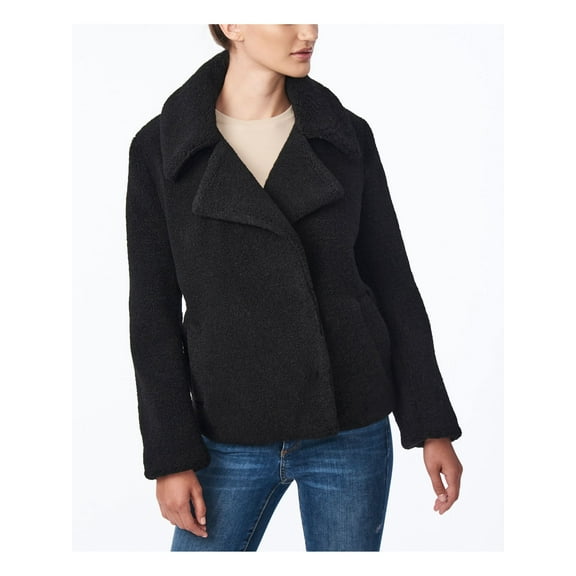 COLLECTIONB Womens Black Faux Fur Button Down Winter Jacket Coat Juniors XL