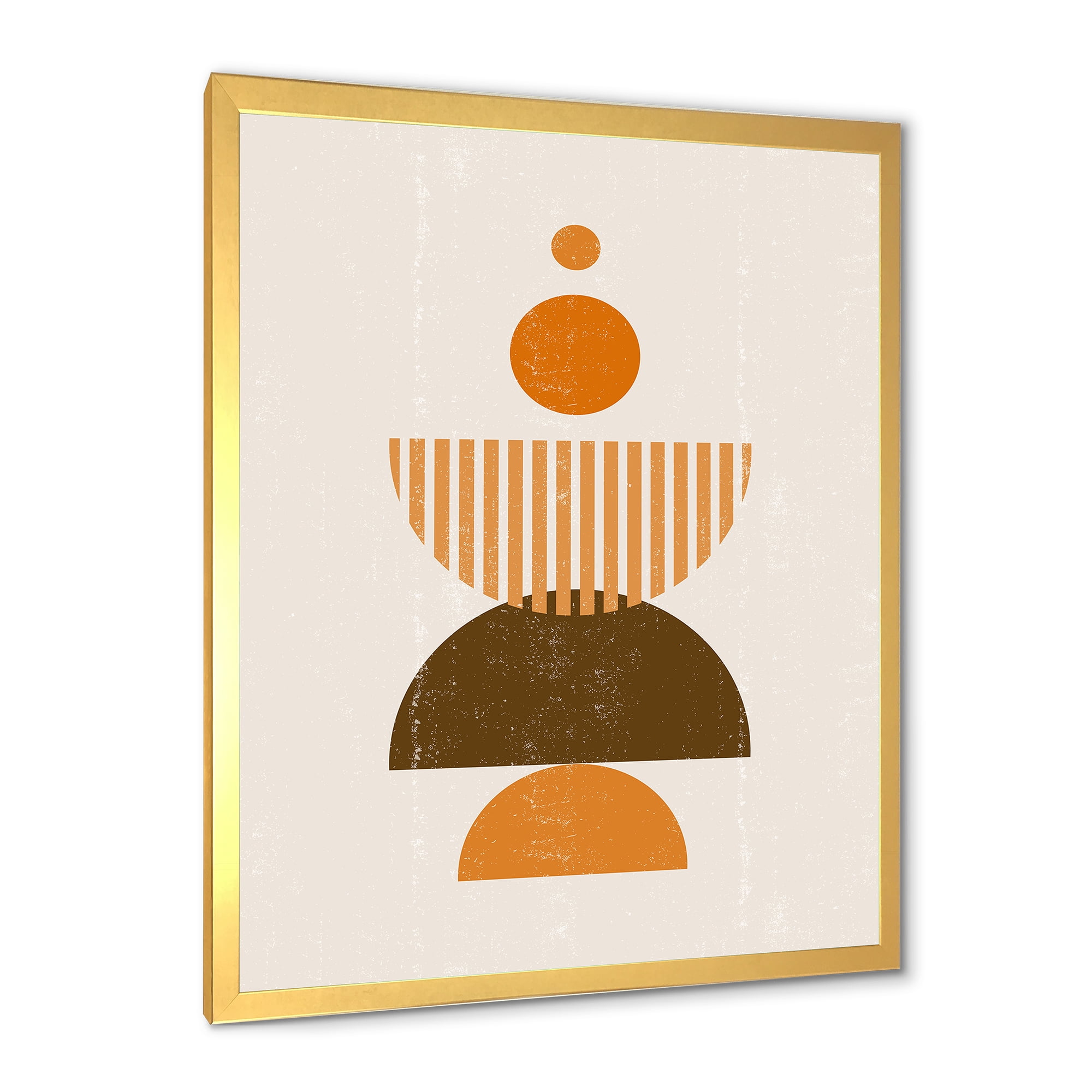 Designart 'Abstract Minimal Moon and Sun In Earth Tones I' Modern Framed Art Print