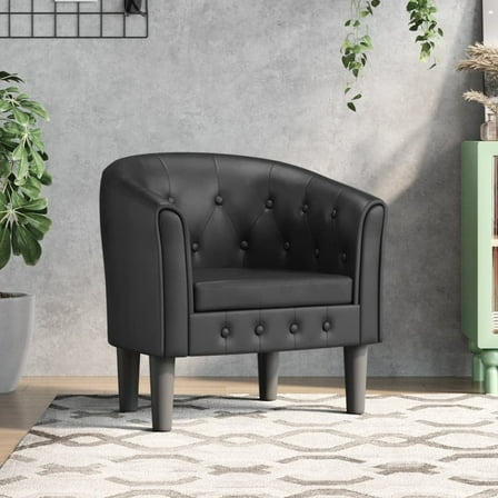 vidaXL Tub Chair Black Faux Leather
