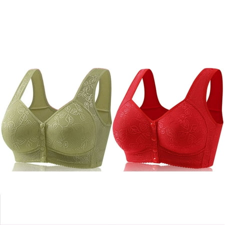 Black of Friday Deal Clearance Staron 2PC No Underwire Bras for Women Comfort No Underwire Bra Stretch Comfortable Bra Wireless Front Button Bras Breathable Bra