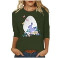 thumbnail image 1 of RKSTN Womens Tops Easter Cute Bunny Printed Loose Fit Tops Round Neck 3/4 Sleeve Spring Summer Soft Blouse Tops, 1 of 4