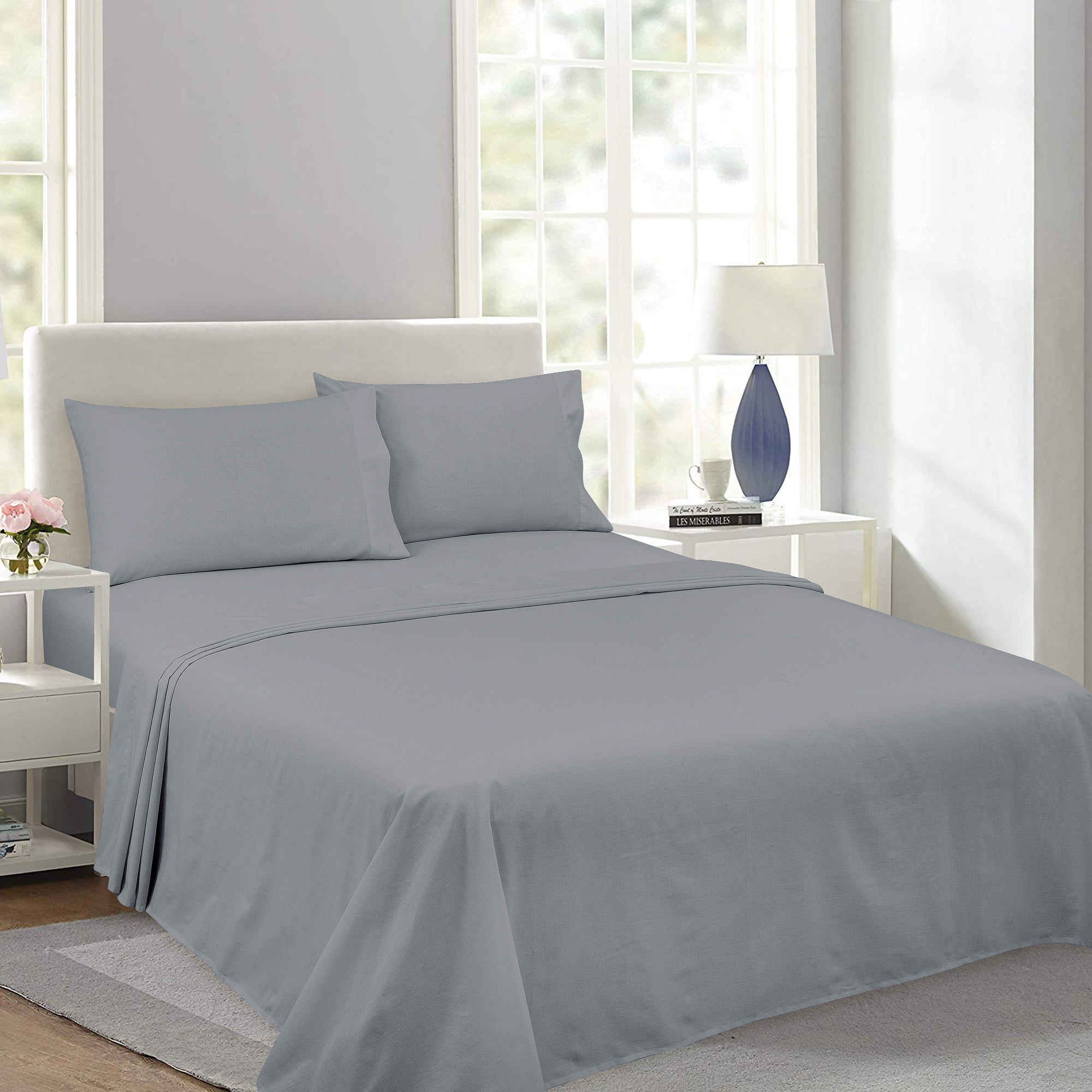King 4Piece Sheet Set,Royale Linens Soft Home Brushed Percale Ultra