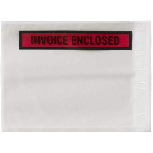 Pack of 100 Red Panel Invoice Enclosed Envelopes 4 x 5 Packing List