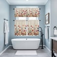 thumbnail image 3 of Pink Orange Teal Spring Floral Kitchen Curtains Sets for Windows 36 Inch Length, Watercolor Botanical Summer Flowers Rod Pocket Window Treatments Tier Curtains and Valances Set for Bedroom/Bathroom, 3 of 8