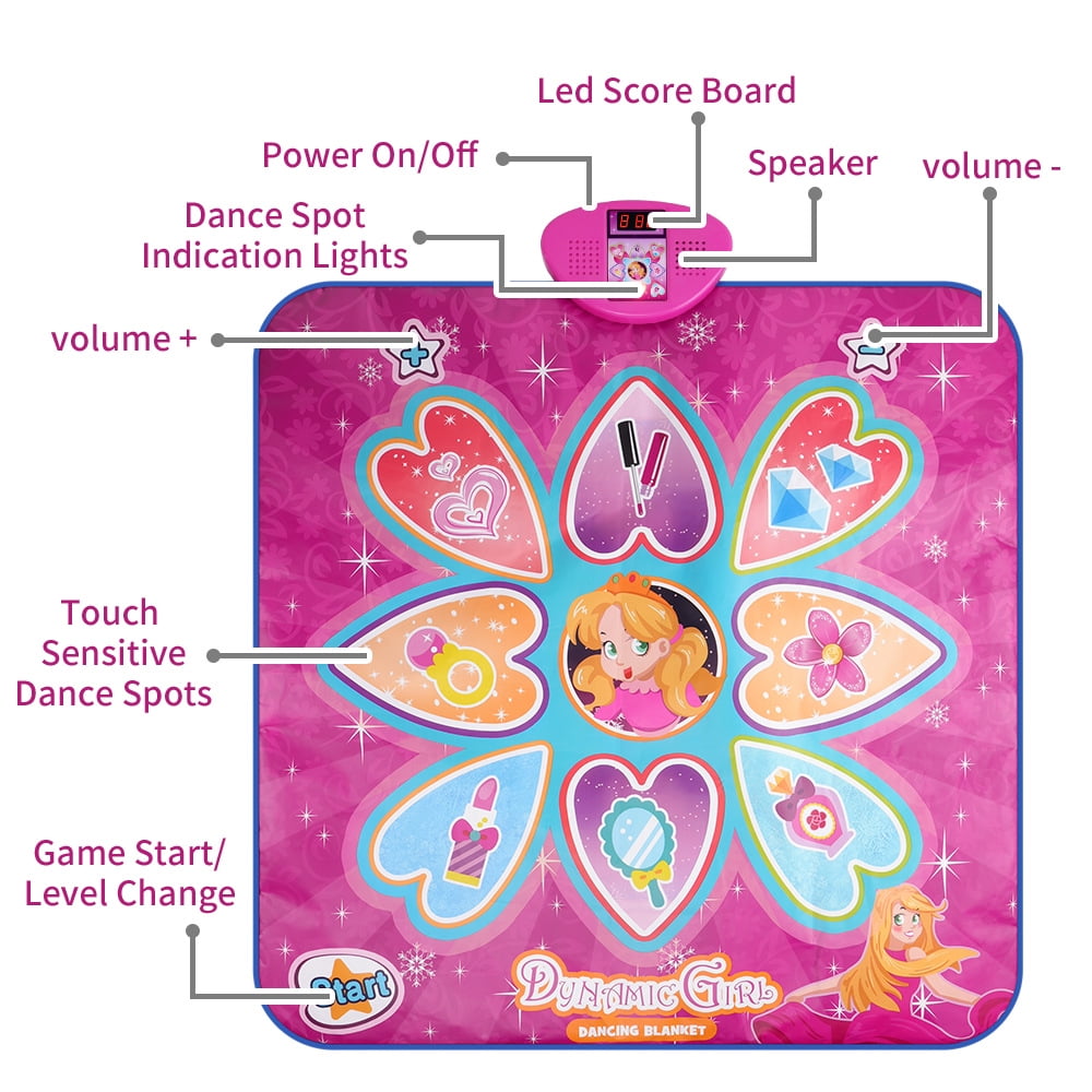 Dance Mat - Dance Mixer Rhythm Step Play Mat - Dance Game Toy Gift for Kids Girls Boys - Dance Pad with LED Lights, Adjustable Volume, Built-in Music, 3 Challenge Levels (35.4"X36.7")