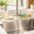 thumbnail image 5 of 24" Longer Silicone Faucet Mat 8° Slope Fast Self-Draining Countertop Protector For Kitchen Bathroom Sink Splash Guard,White, 5 of 9