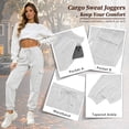 thumbnail image 3 of TEMOFON Womens Sweatpants Drawstring Joggers with Pockets Elastic Waistband Lounge Fall Pants for Women Winter Clothes Fleece Lined Trousers Light Grey 2XL, 3 of 9