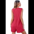 thumbnail image 1 of Mono de Verano para Mujer, Holgado, Sin Mangas, Plisado, con Lazo Frontal y Cuello en V, Color Rojo, Talla L, 1 of 6