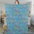 thumbnail image 3 of Lotusprint LLC Personalized Cartoon Octopus And Jellyfish Graphic Fleece Blanket (80"x60") – Cute Ocean Animal Throw, 3 of 5