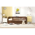 thumbnail image 6 of Bellemave Twin Daybed Frame with Trundle Bed Twin Wood Platform Bed with Fence Guardrails for Teens, No Box Spring Needed, Twin Size, Walnut Brown, 6 of 10