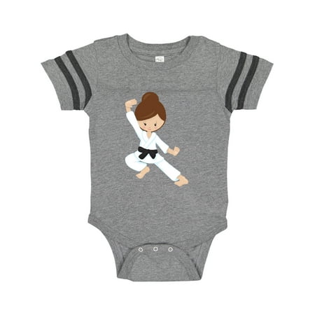 

Inktastic Cute Girl Brown Hair Black Belt Karate Pose Gift Baby Girl Bodysuit