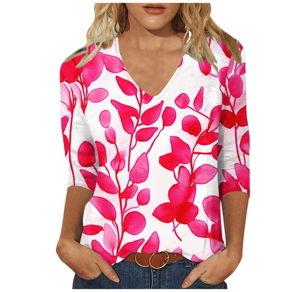 Women's T Shirts Womens Shirts Trendy 3/4 Sleeve Shirts for Women Trendy Womens Blouses My Items Ordered Trending Gifts