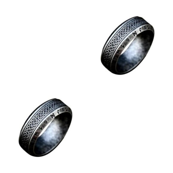 Qarigey Anillo de acero para hombre Accesorio imprescindible vintage para creadores de tendencias Anillos Anillos vintage Plata antigua 13 Plata antigua trece 2Conjunto