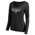 thumbnail image 2 of Women's Black Las Vegas Raiders Iconic Collection Script Assist Long Sleeve V-Neck T-Shirt, 2 of 3