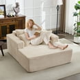 thumbnail image 5 of OUTGOODS 61" Oversized Corduroy Chaise Lounge, Deep Seat Sofa with Pillows, No Assembly, 5 of 9