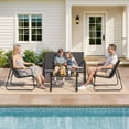 thumbnail image 3 of All-Weather Handwoven steel 4-Piece Patio Set Including Chairs and Coffee Table for Outdoor Leisure Space Black, 3 of 12